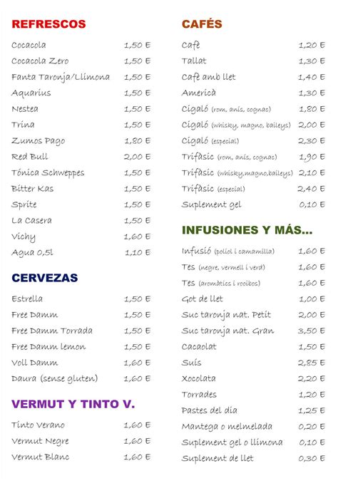 Menu El Casino Zamora