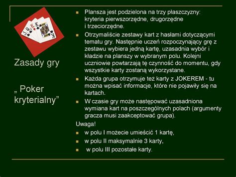 Poker Kryterialny Zasady